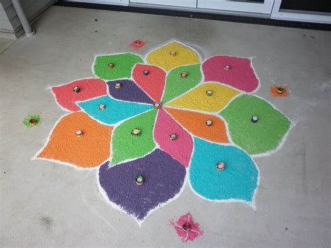 Esol Our Rangoli Pattern With Coloured Rice