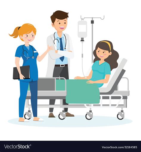 Doctor And Patient In Hospital Room Royalty Free Vector
