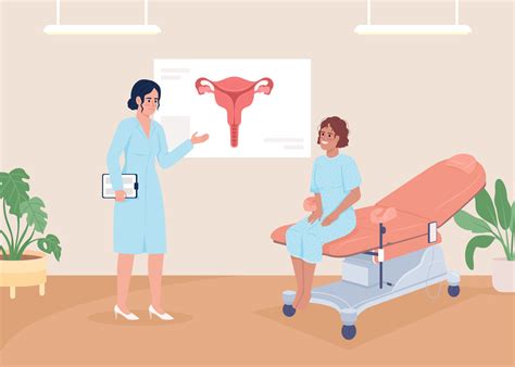 Patient At Gynecologist Appointment Flat Color Vector Illustration