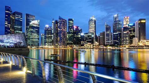 Singapore Beautiful Wallpaper Hd City Night Dark Night Light Water