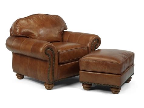 Flexsteel Bexley Traditional Chair And Ottoman With Nail Head Trim