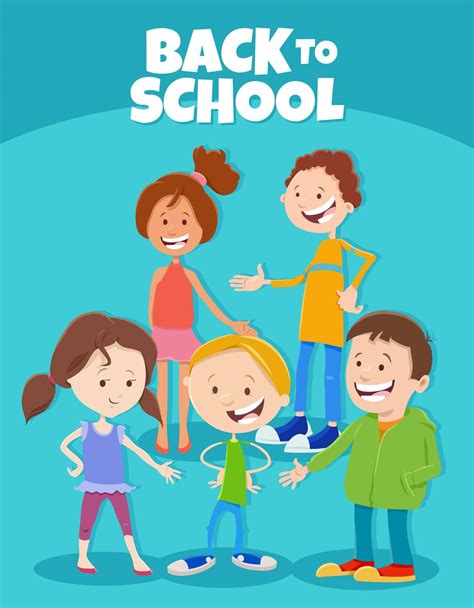 Cartoon Happy Children With Back To School Caption Stock Image