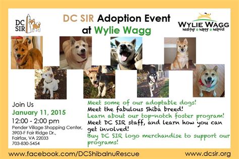 Contributors to our new pet adoption center. Join us for a DC SIR Adoption Event on 1/11/2015, from 12 ...