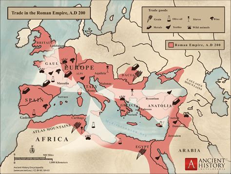 trade in the roman empire map c 200 ce illustration world history encyclopedia