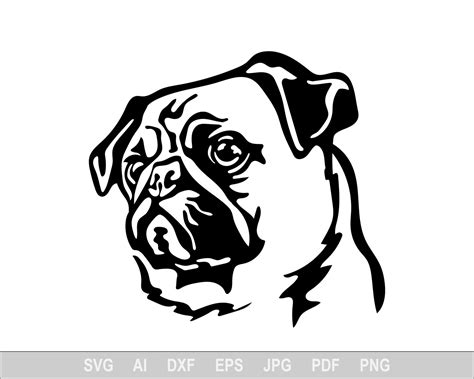 Pug Svg Dog Svg Files For Cricut Animal Dxf Cut File Puppy Vector