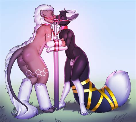 rule 34 anthro arh balls bondage bound chastity cage chastity device closed eyes collar deep