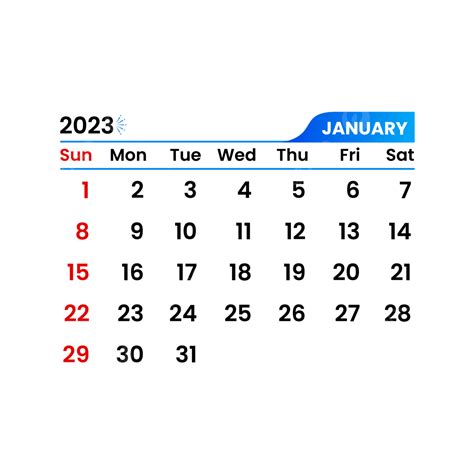 January 2023 Transparent Calendar Vector Images January 2023 Calendar