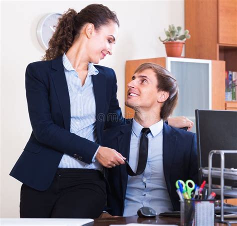 Office Romance Between Clerks At Work Stock Image Image Of Person
