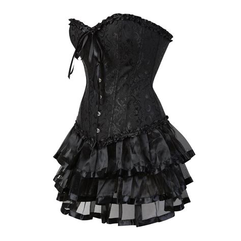 Frawirshau Corset Bustier Fancy Dress Moulin Rouge Burlesque Dancing Tutu Skirt Black 5xl