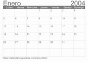 Calendario Enero 2004 de México en español ☑️ Calendario.Gratis