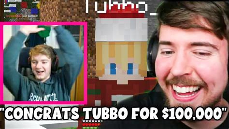 Tommyinnits Reaction On Tubbo Winning Mrbeast Challenge Of 100000