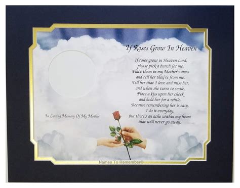 Buy In Memory Of Mother If Roses Grow In Heaven Memorial Poem For