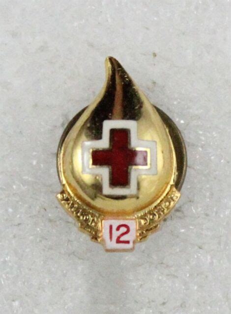 Red Cross Blood Donor Lapel Pin 12 Gallon Red Number Ebay