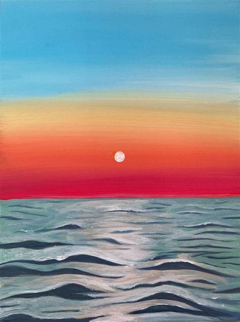 Ocean Waves Sunset Painting