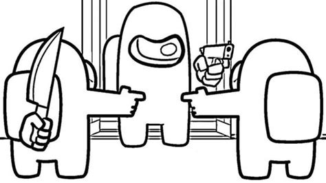 Three Among Us Characters Coloring Page Free Printable Coloring Pages