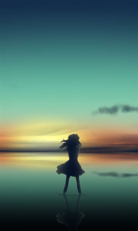 480x800 Resolution Anime Girl In Clear Sunset Galaxy Note Htc Desire