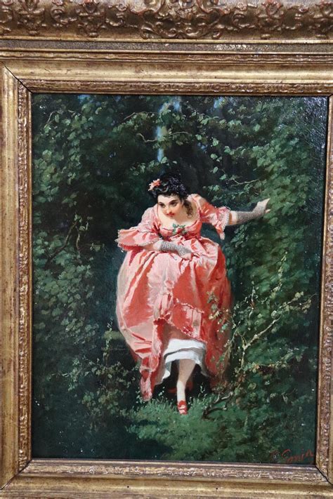 19th Century Important Italian Artis Oil Painting On Hardboard Girl In