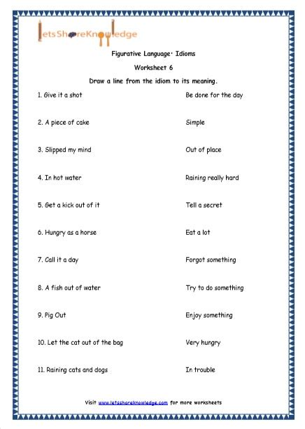 Grade 4 Figurative Language Worksheets Language Worksheets