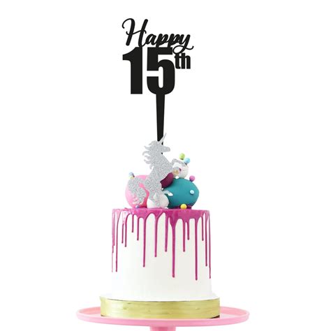 Happy 15th Birthday Cake Topper Svg 15th Cake Topper Svg Etsy
