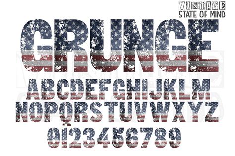 American Flag Grunge Alphabet Letters