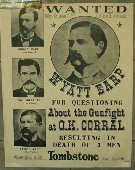 Wyatt Earp Doc Holliday Wanted Poster 8x10 Photo Wild West 1881 Corral
