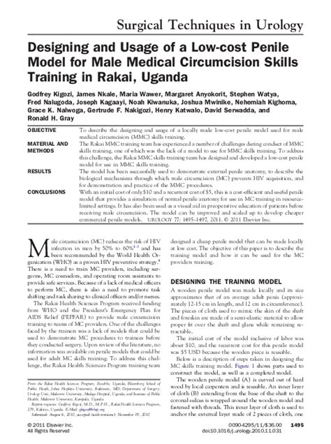 Pdf Designing And Usage Of A Low Cost Penile Model For Male Medical Circumcision Skills