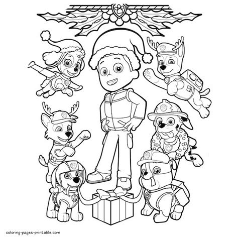 Created by a canadian team, paw patrol first aired on nickelodeon in the usa on august, 2013. Christmas coloring pages Paw Patrol || COLORING-PAGES ...