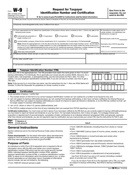 Irs Fillable Form W 9 Printable Forms Free Online