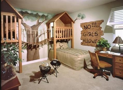 Monochromatic scheme of beddings and curtains, soft and fluffy plush cushions and. 20 Jungle Themed Bedroom for Kids - Rilane