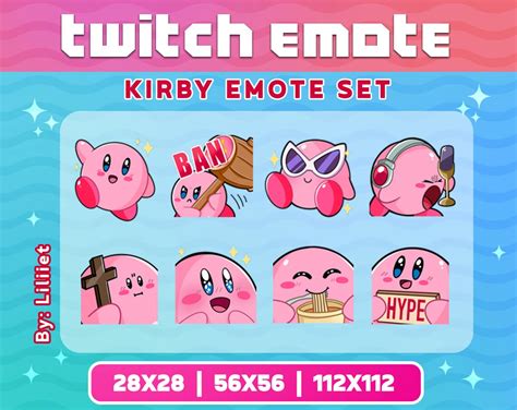 Kirby Emote Set For Twitch Or Discord Kirby Emote Pack Etsy