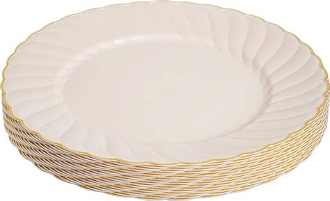 Pack Of 18 Elegant Hard Plastic Plates Serving Plates ~ Cream With