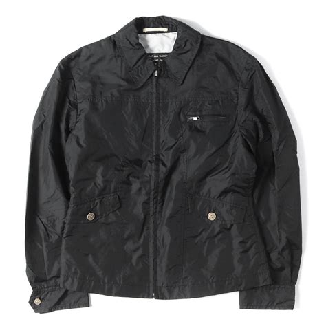 Comme Des Garcons Jacket Black Ruffled Reversible Nylon Zip Up Plain