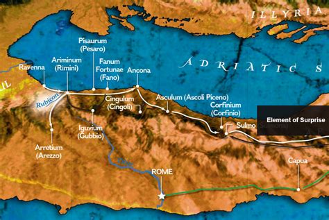Ancient Rome Rubicon River Map