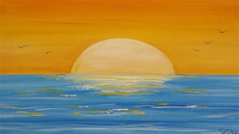 How To Painting A Sunset Seascape In Acrylic Narrated Time Lapse
