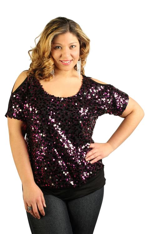 Plus Size Sequin Top With Cold Shoulder Tops Clothes My Style