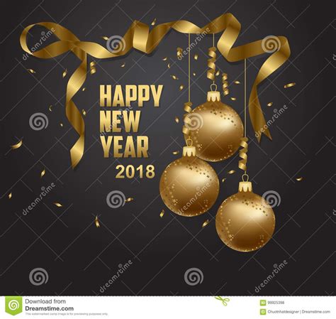 Vector Illustration Of Happy New Year 2018 Gold Stock Vector
