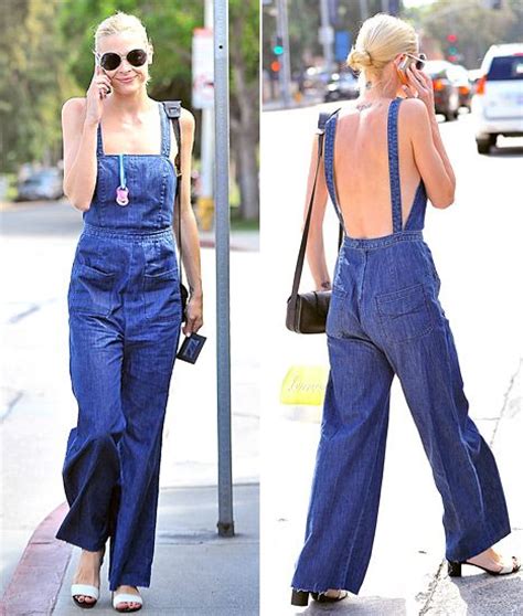 Jaime King Sexes Up Overalls Goes Without Shirt In Open Back Jumpsuit