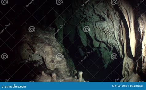 Rocks In A Cave Of Yucatan Cenotes Underwater Caves In Mexico Stock