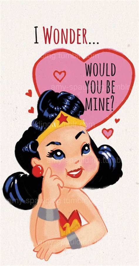 Super Valentines Wonder Woman Artwork Vintage Valentines Female