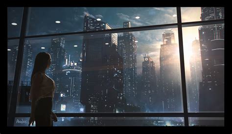 Download Cityscape Window Sci Fi City Sci Fi City Hd Wallpaper By Alex Nice