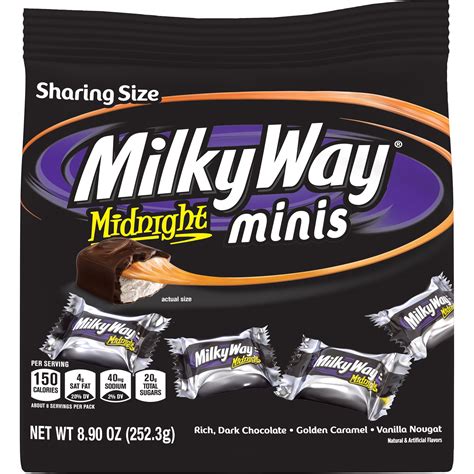 Milky Way Midnight Dark Chocolate Minis Size Candy Bars Bag 89 Oz