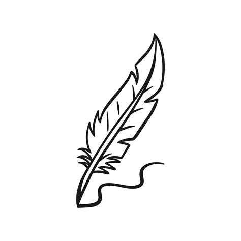 Writing Quill Feather Pen Hand Drawn Outline Doodle Icon Sketch Vector