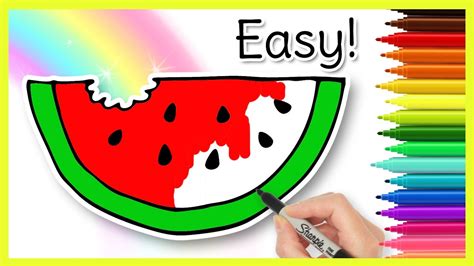 Easy Watermelon Drawing For Kids Youtube