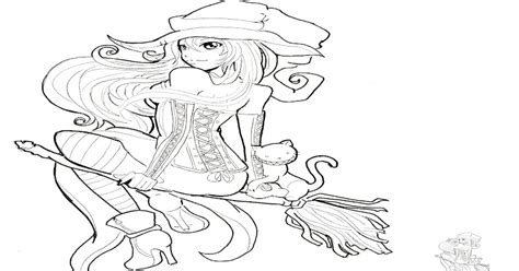 Coloring Page Of Halloween Anime Witch