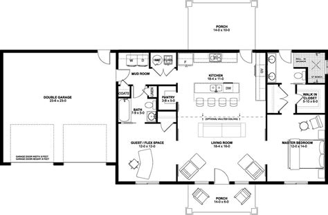 2 Bedroom House Plans Open Floor Plan With Garage Floor Roma