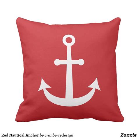Red Nautical Anchor Personalized Decorative Pillow Throw Pillows