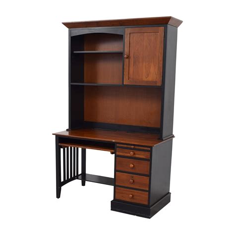 Nost & host computer desk with hutch & bookshelf, home office working table with hutch & 2 tier adjustable shelves, sturdy wooden desk for study gaming, easy assemble, 47.2 inches, rustic brown. 87% OFF - Ethan Allen Ethan Allen Cherry Wood & Black Desk ...