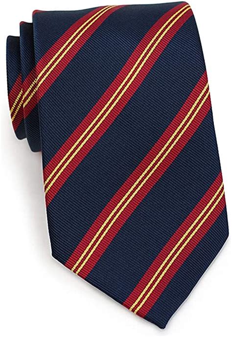 Mens Necktie British Regimental Striped Silk Matte Tie Navy And Red