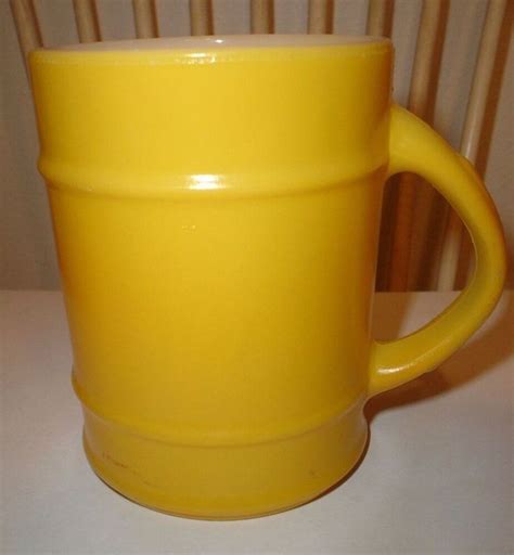 Rated 5 out of 5 stars. Vintage Fire-King Yellow Banded Barrel Coffee Mug / Cup ...
