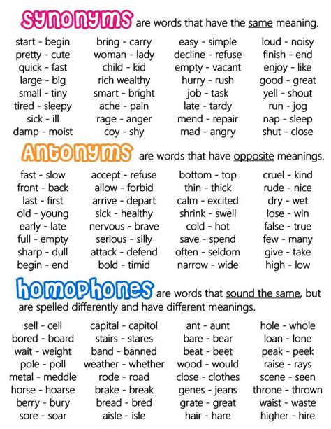 Synonyms, Antonyms & Homophones - Anchor Chart * Jungle Academy ...